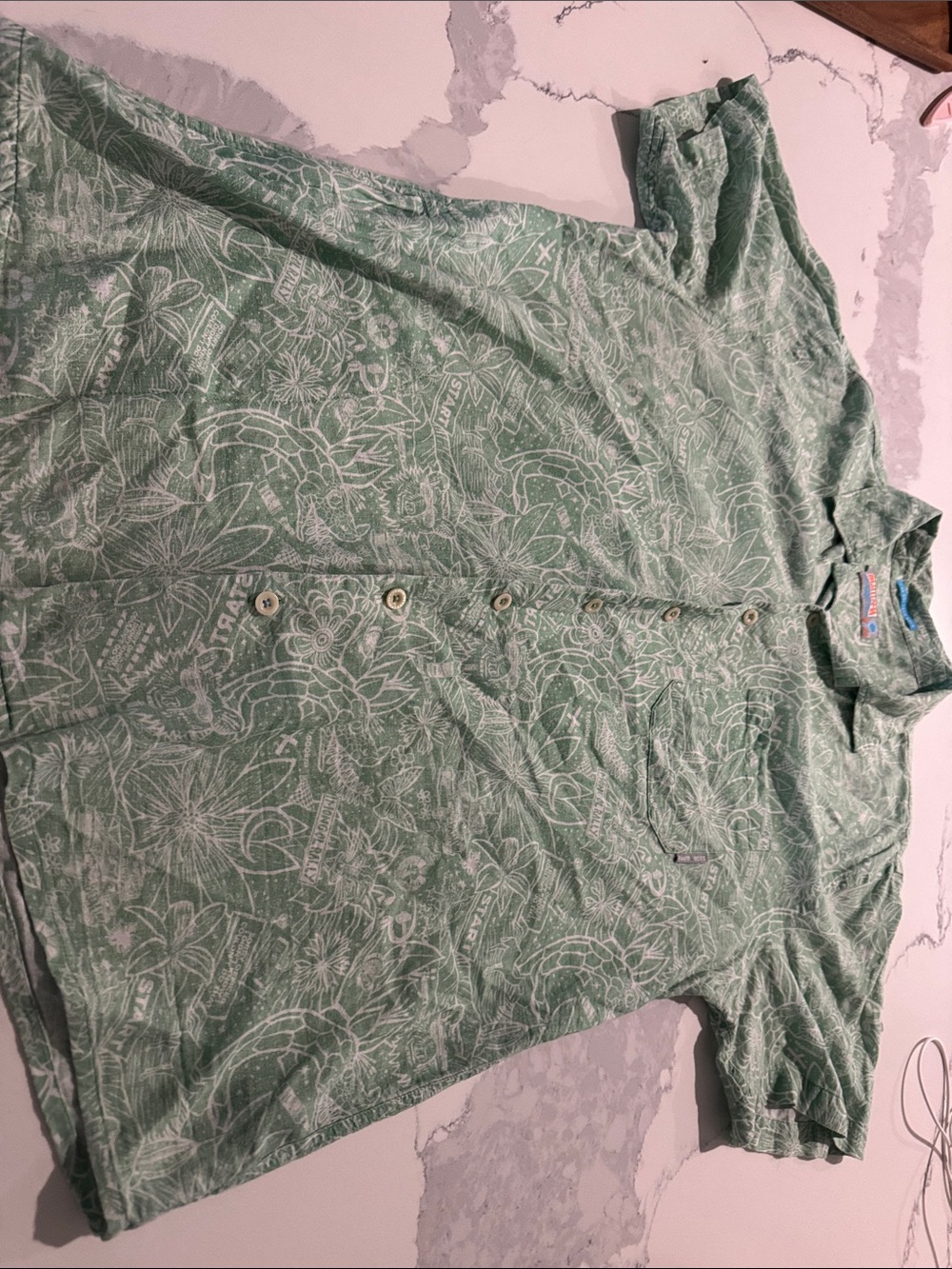 Baja llama Men's Sage Green Short-Sleeve Button-Down Casual Shirt